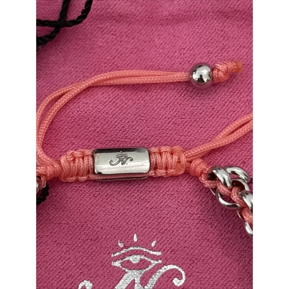 NOGU Double Kismet Link woven Bracelet Steel and Peach cord Adjustable